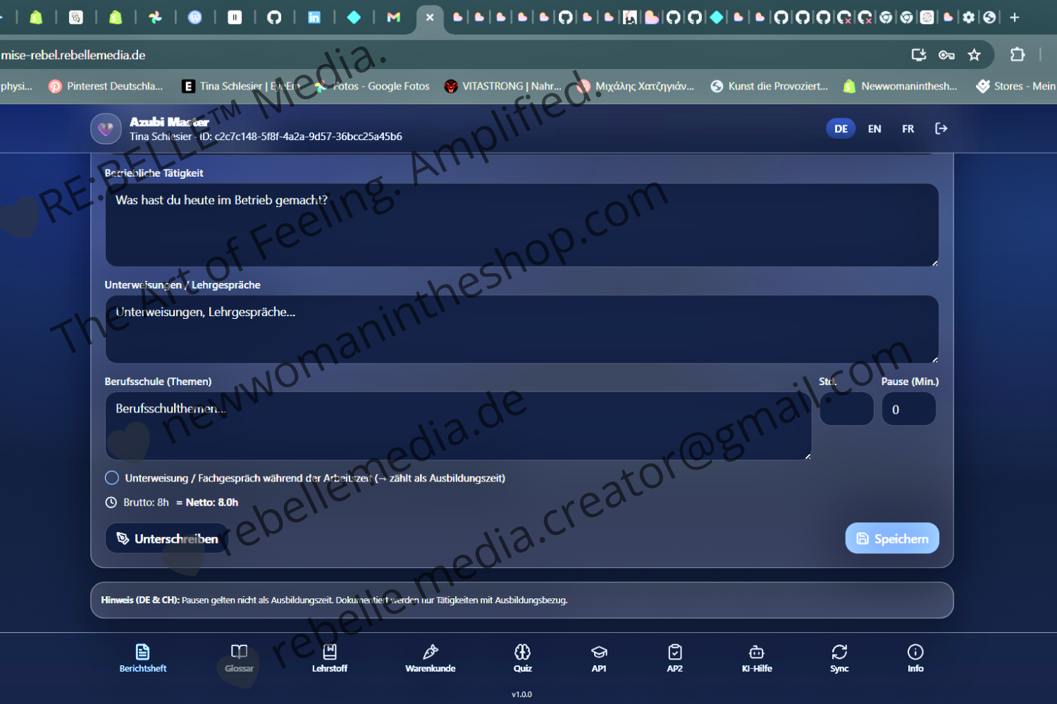 Berichtsheft – Wochenübersicht